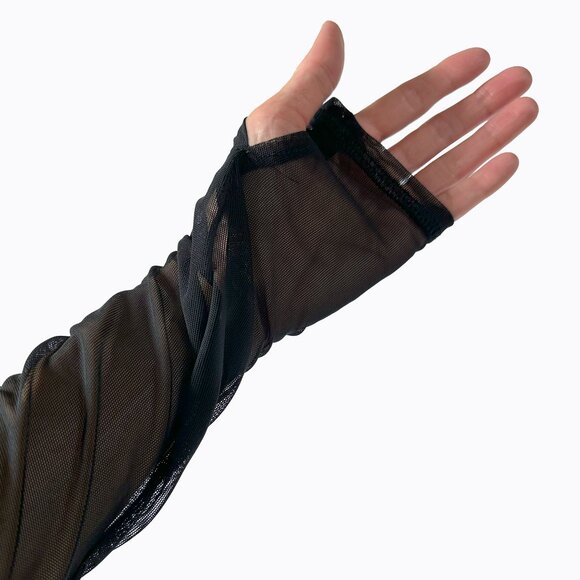 Noli Yoga Cora Scuba Jacket Sz M Black Mesh Sleeve Athleisure Sporty Goth Moto - Picture 3 of 6